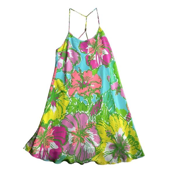 Lilly Pulitzer Womens XS Silk Tropical Floral Slip Dress Y2K Resort Vacation - Picture 13 of 14